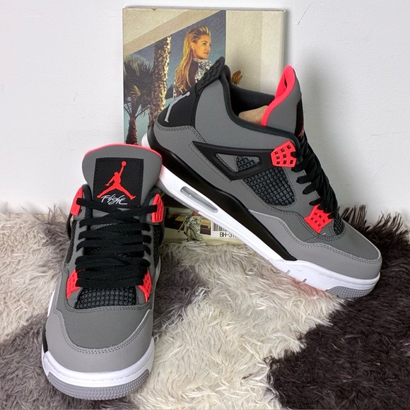 Jordan Other - Air Jordan 4 Infrared -Men's Grey/ Red Sneakers Shoes
